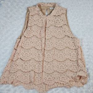Love Fire Pink Blush Lace Tank Size M/L